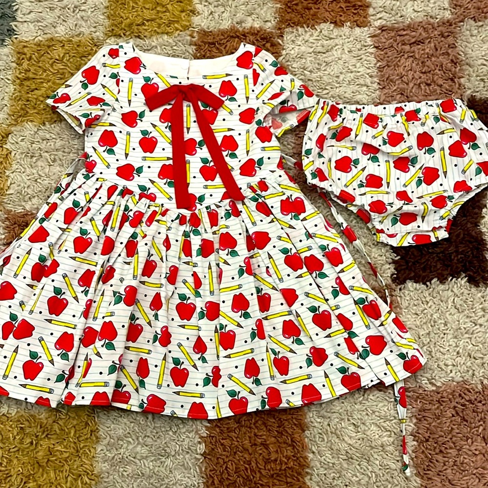 Little Ladies Boutique handmade apple dress and bummies